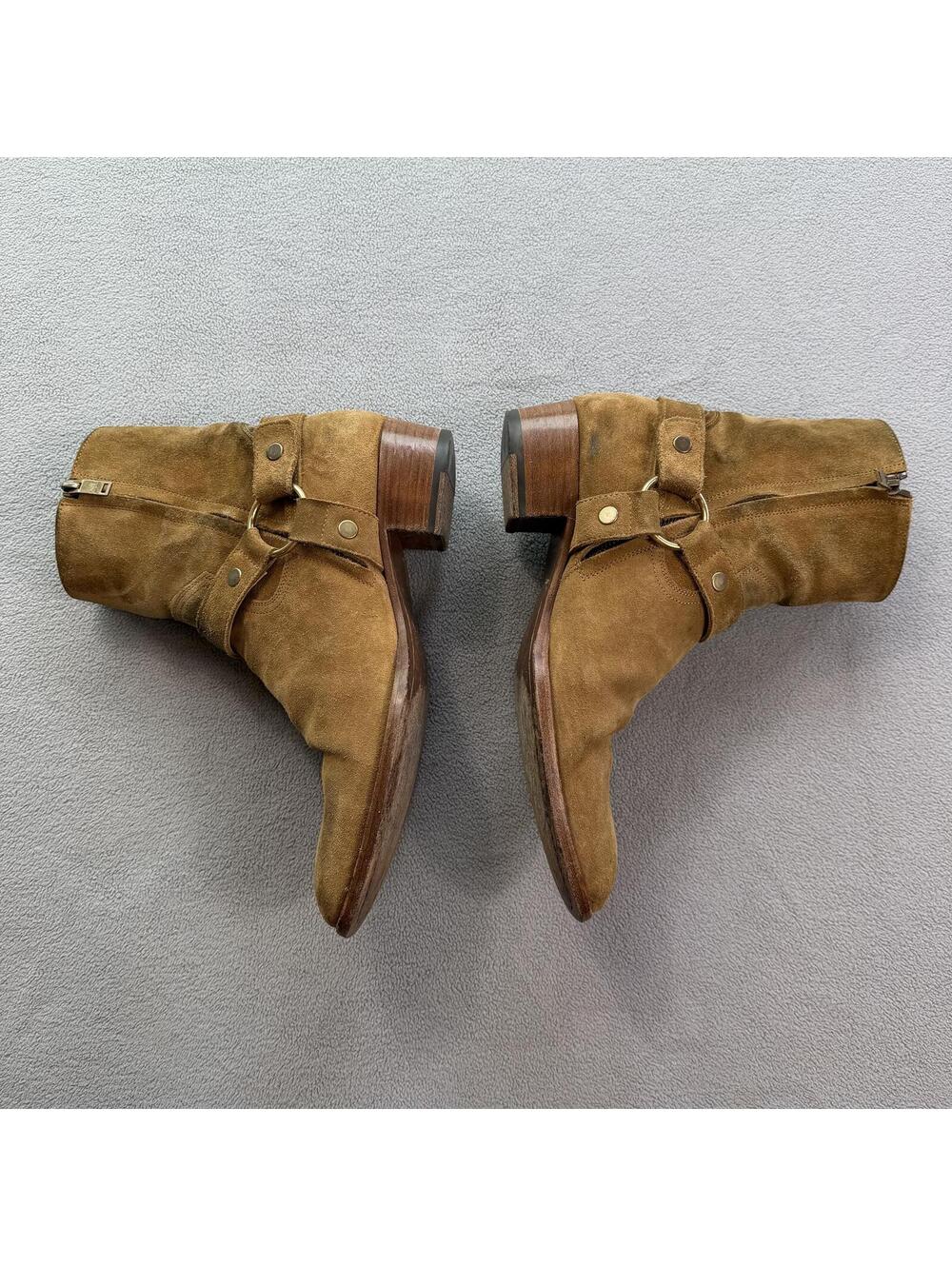 Saint Laurent Paris Wyatt Harness Suede Boots Brown Tan Italy Men's EU 41 US 8 - Picture 9 of 12